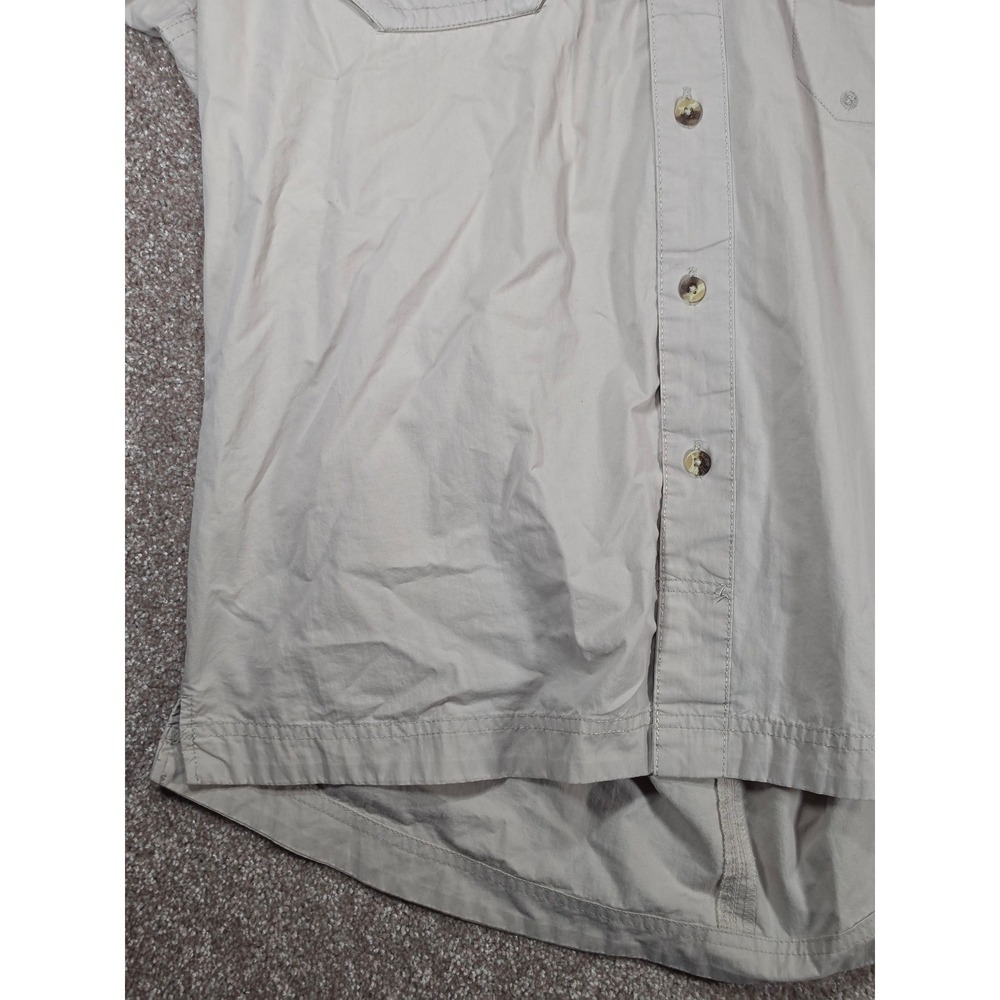 Eddie Bauer Sport Mens Vintage L Tan Short Sleeve Fishing Hiking Shirt Vent Back - Picture 11 of 11